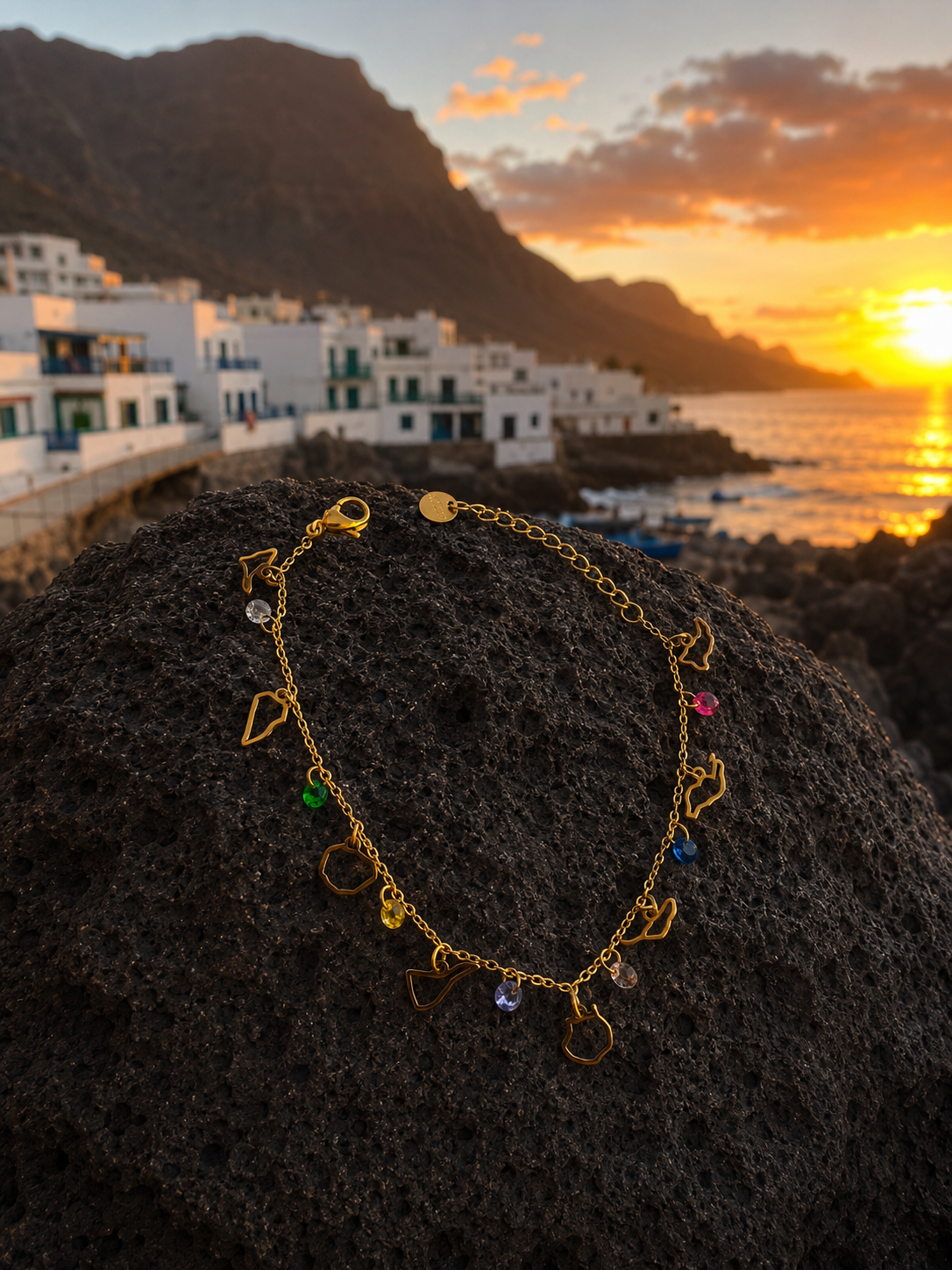 Pulsera 8 Islas Canarias con circonitas de colores