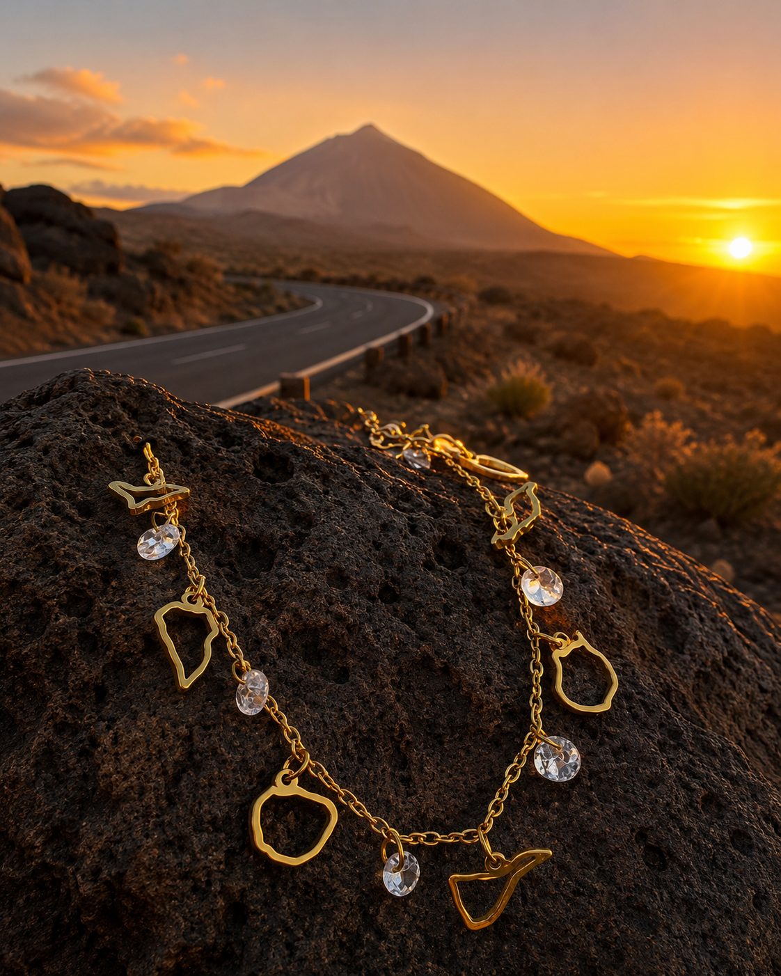 Pulsera o tobillera 7 Islas Silueta con brillitos