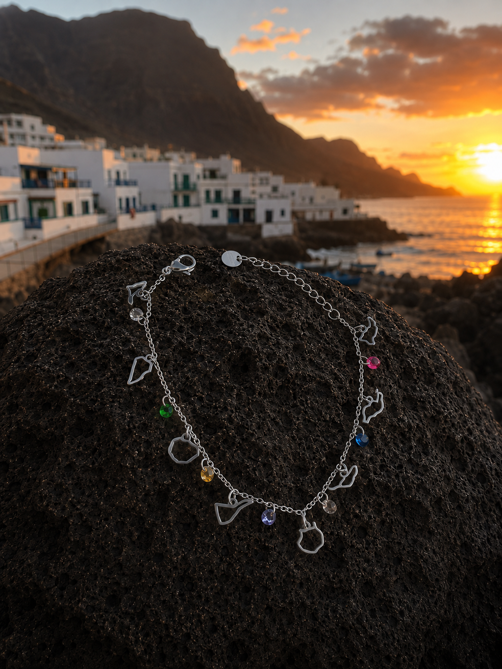 Pulsera 8 Islas Canarias con circonitas de colores