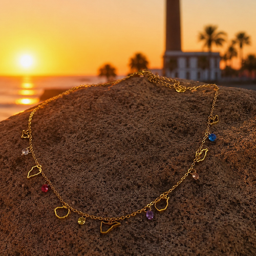 Colgante 7 Islas con circonitas de colores