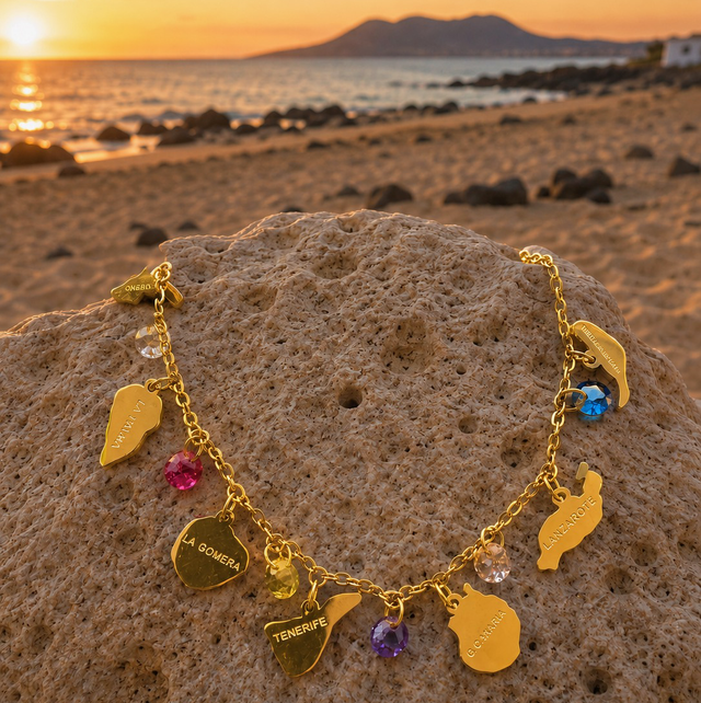 Pulsera 7 islas con circonitas de colores