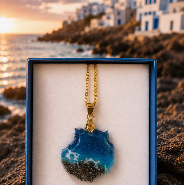 Colgante artesanal isla de Gran Canaria efecto playa con arena